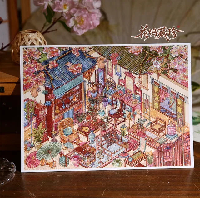 DIY mininature Scene Sticker Mr.Paper Don’t Ask About Spring Huawu Collection Elegant Painted Boat - L 2