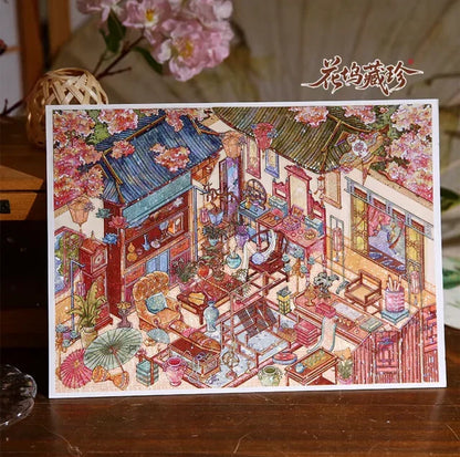 DIY mininature Scene Sticker Mr.Paper Don’t Ask About Spring Huawu Collection Elegant Painted Boat - L 2
