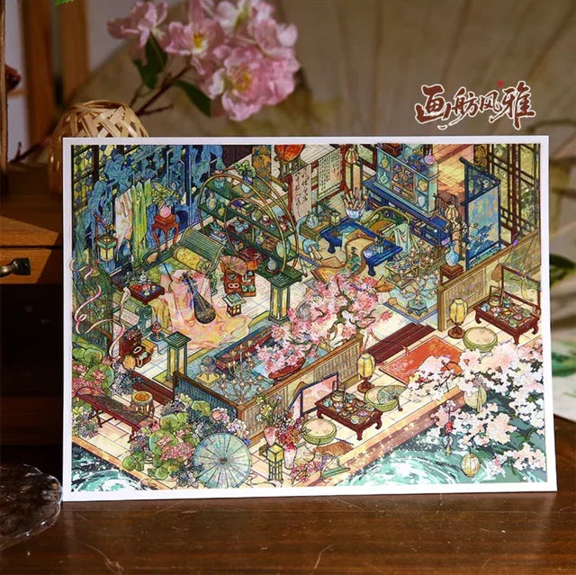 DIY mininature Scene Sticker Mr.Paper Don’t Ask About Spring Huawu Collection Elegant Painted Boat - L 3