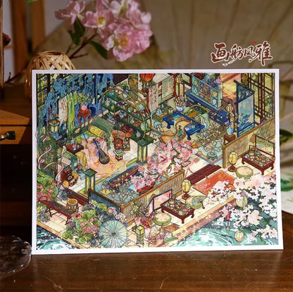DIY mininature Scene Sticker Mr.Paper Don’t Ask About Spring Huawu Collection Elegant Painted Boat - L 3