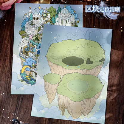 DIY mininature Scene Sticker Mr.Paper Floating Twin Islands Angel Island Demon Island - L 3
