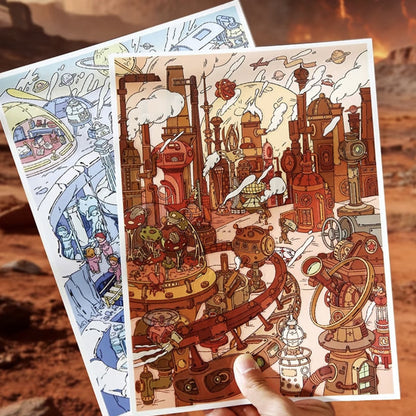 DIY mininature Scene Sticker Mr.Paper Lost Universe Doomsday Crimson Crown Azure Moon Ruins - L 2