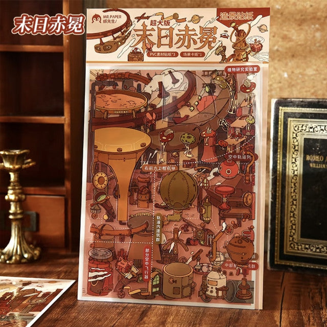 DIY mininature Scene Sticker Mr.Paper Lost Universe Doomsday Crimson Crown Azure Moon Ruins - L 3