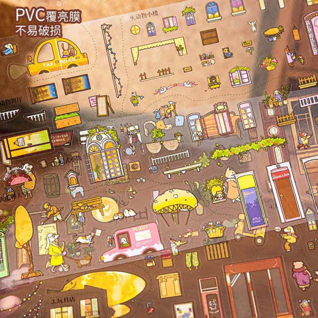 DIY mininature Scene Sticker Mr.Paper Animal Town Never-Closing Tail Street Gulu Town Seasonal Special - L 5
