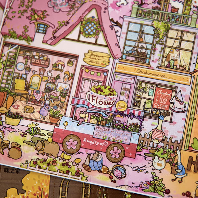 DIY mininature Scene Sticker Mr.Paper Animal Town Never-Closing Tail Street Gulu Town Seasonal Special - L 8