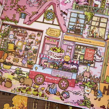 DIY mininature Scene Sticker Mr.Paper Animal Town Never-Closing Tail Street Gulu Town Seasonal Special - L 8