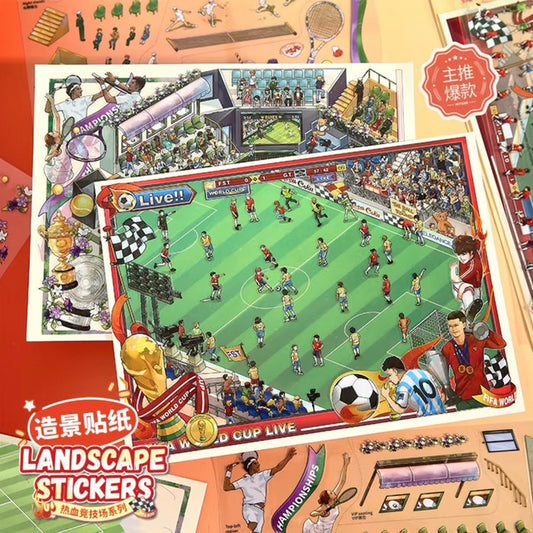 DIY mininature Scene Sticker Mr.Paper Hot-Blooded Arena Series Meteor at the Net Storm Beneath the Feet - L 1