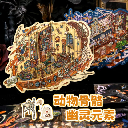 DIY mininature Scene Sticker Mr.Paper Journey Through Bones Series Infinite Train Ghost Yacht - M 5
