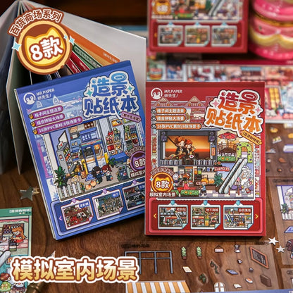 DIY miniature Scene Sticker Mr.Paper Collection Book Department Store Shopping Mall Urban Living Center - S 1