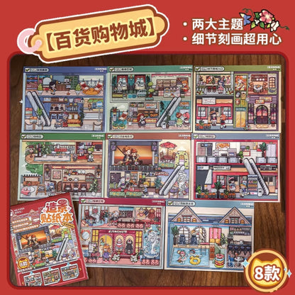 DIY miniature Scene Sticker Mr.Paper Collection Book Department Store Shopping Mall Urban Living Center - S 9