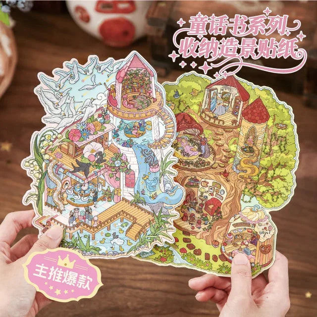 DIY mininature Scene Sticker Mr.Paper Fairy Tale Book Andersen Tales Grinch Cottage - M 2