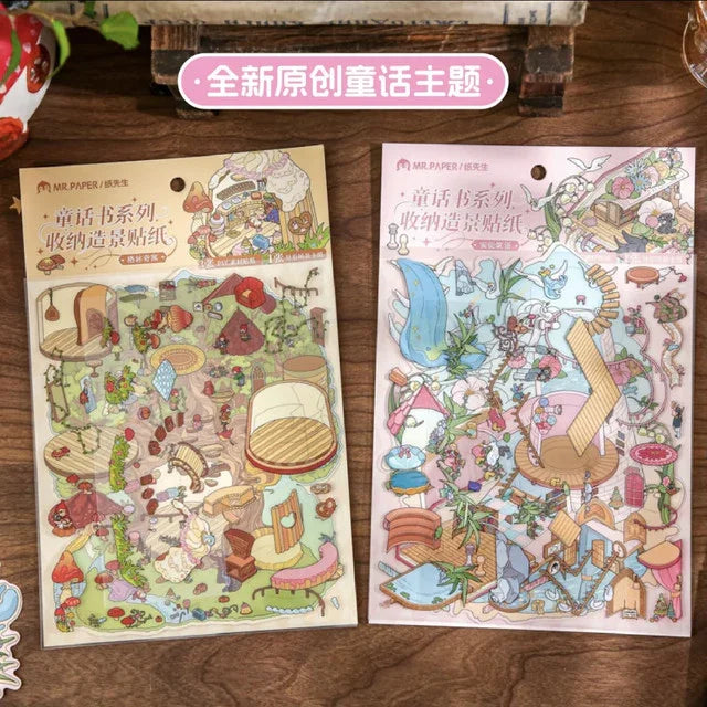 DIY mininature Scene Sticker Mr.Paper Fairy Tale Book Andersen Tales Grinch Cottage - M 3