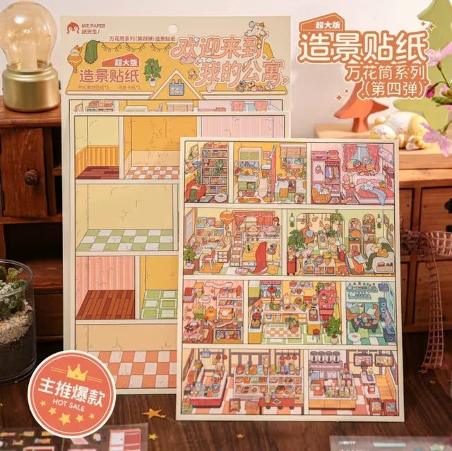 DIY mininature Scene Sticker Mr.Paper Kaleidoscope Vol. 4 Welcome to My Apartment - L 1