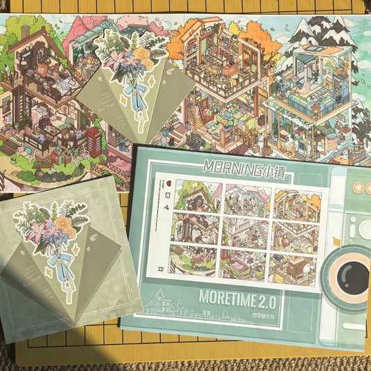 DIY miniature Scene Sticker MORETIME Vol. 2 Four Seasons Sleep Bureau Bouquet Greeting Card Mini - XL 1