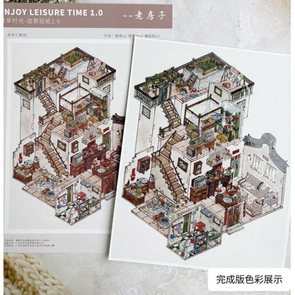DIY mininature Scene Sticker Enjoy Leisure TIme Vol. 1 Old House Palm Springs Coffee Time - L 3