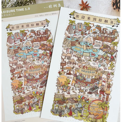 DIY mininature Scene Sticker Enjoy Leisure TIme Vol. 1 Old House Palm Springs Coffee Time - L 6