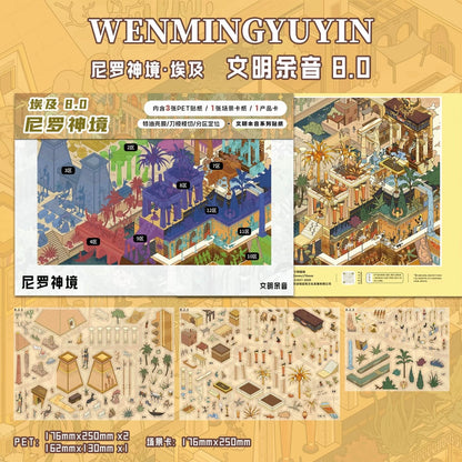 DIY miniature Scene Sticker MI YU ZAO JING MI YU ZAO JING Vol. 8 Echoes of Civilization Rainforest Secret - Maya Nile Divine - Egypt City-State Glory - Rome - L 3