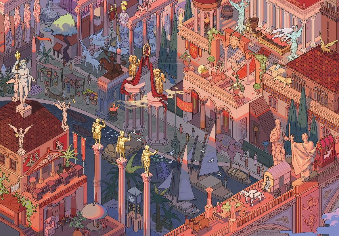 DIY miniature Scene Sticker MI YU ZAO JING MI YU ZAO JING Vol. 8 Echoes of Civilization Rainforest Secret - Maya Nile Divine - Egypt City-State Glory - Rome - L 5