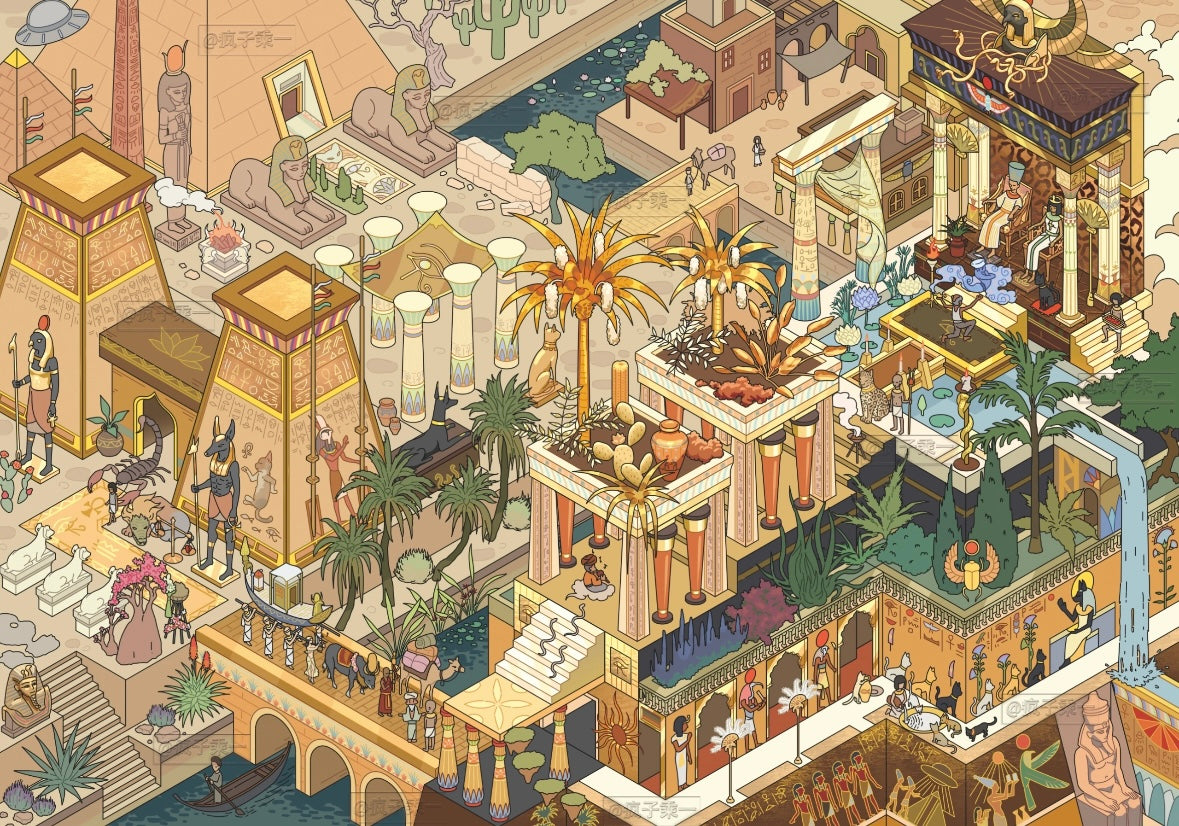 DIY miniature Scene Sticker MI YU ZAO JING MI YU ZAO JING Vol. 8 Echoes of Civilization Rainforest Secret - Maya Nile Divine - Egypt City-State Glory - Rome - L 6