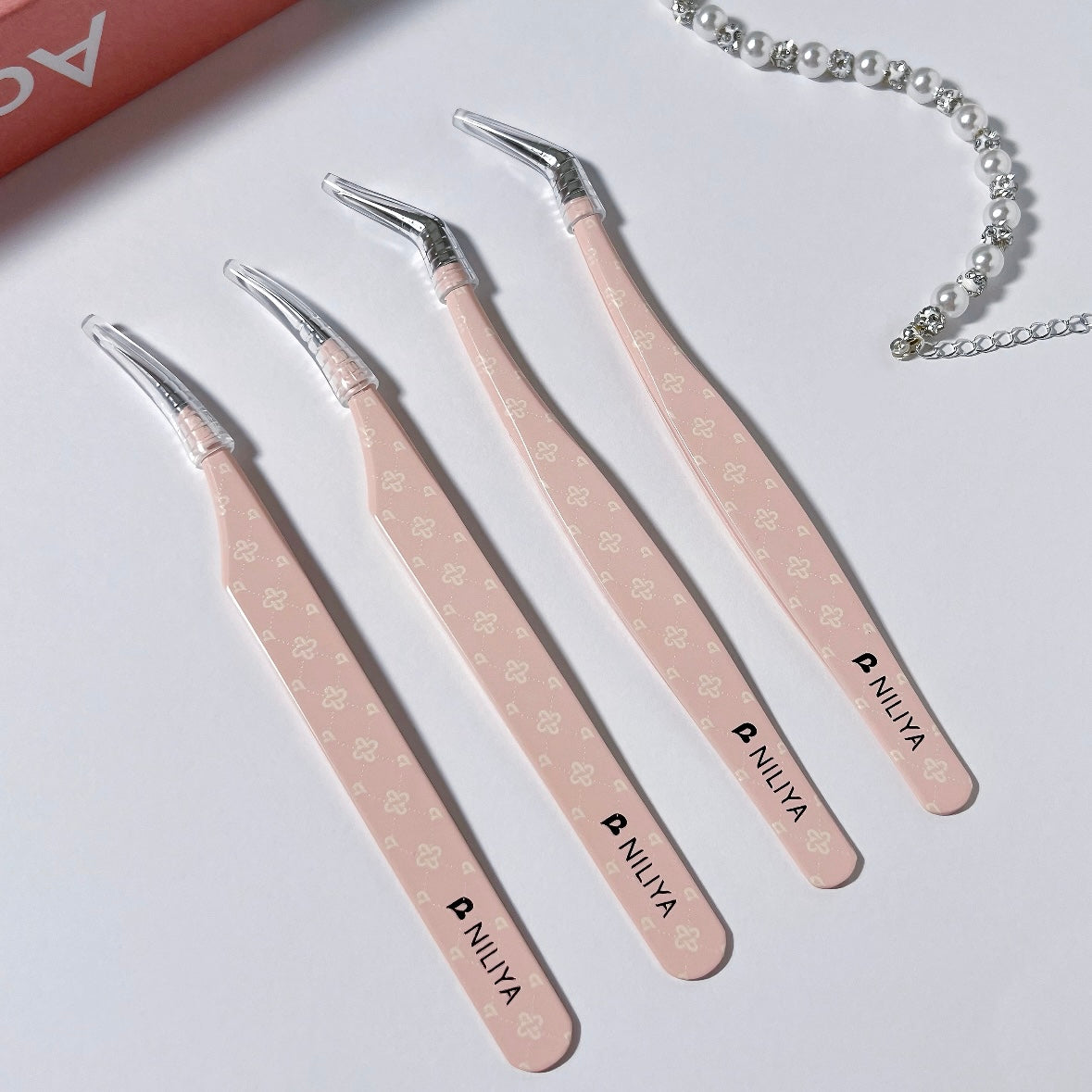DIY miniature Scene Sticker NILIYA NILIYA Pink Diamond Tweezers Angled Tip Tweezers Curved Tip Tweezers - S 4