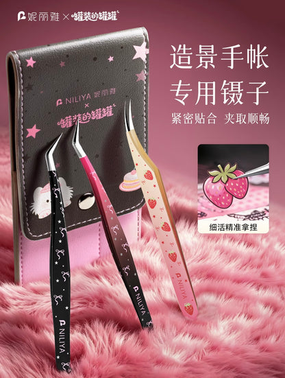 DIY mininature Scene Sticker NILIYA GuanGuan Black Ribbon Bow Black&Pink Ribbon Bow Pink Strawberry Dolphin Tweezers 1