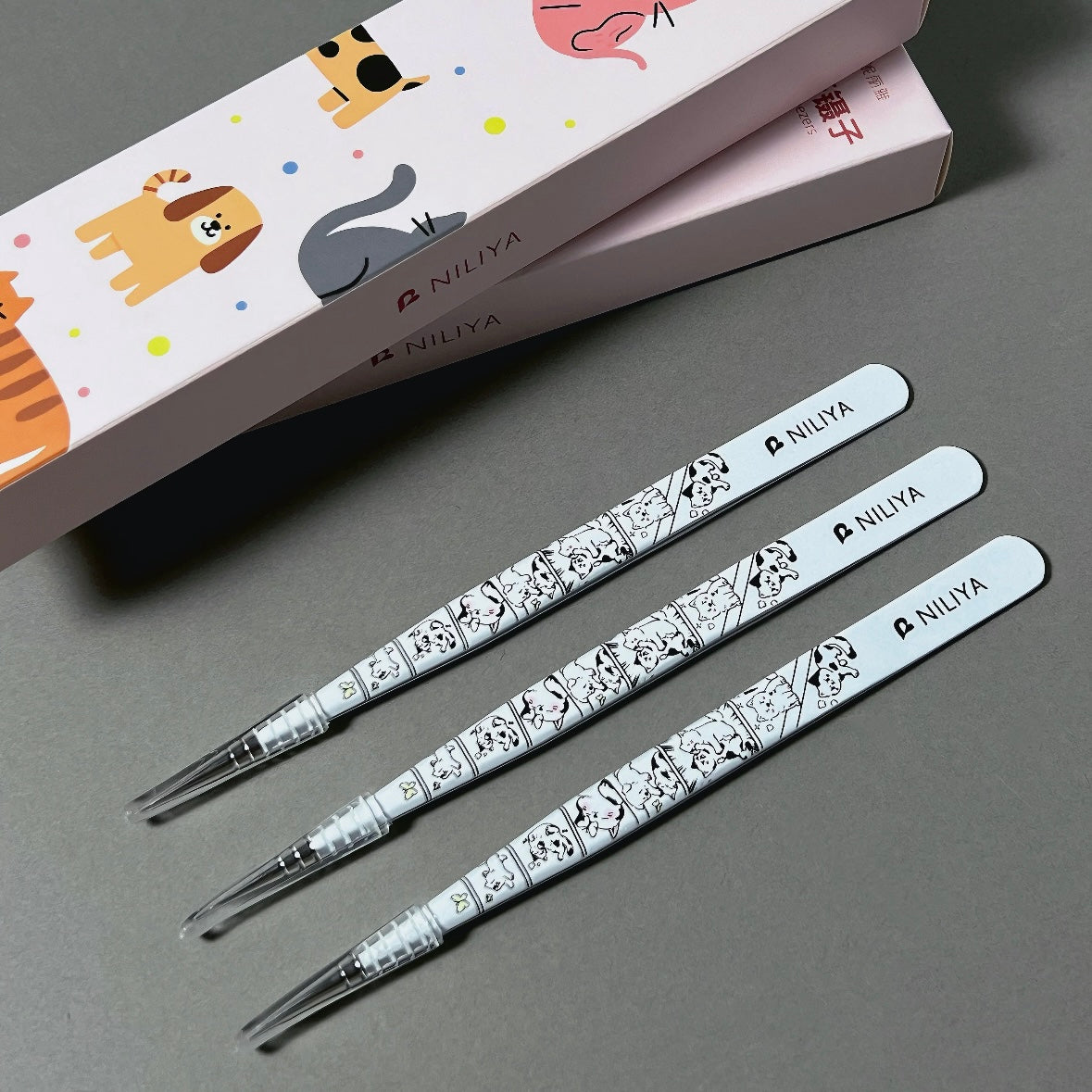 DIY miniature Scene Sticker NILIYA NILIYA Cat Dog Comic Tweezers Straight Tweezers 2 - S 3