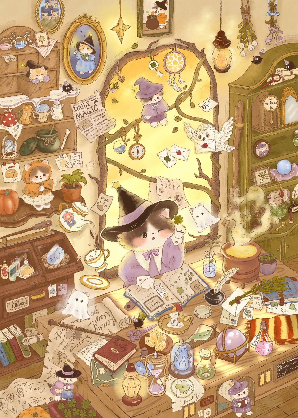 DIY miniature Scene Sticker Napuu Vol. 2 Meow Meow Witch Woof Woof House Milk Foam Paradise Milk Foam Apartment - L 3