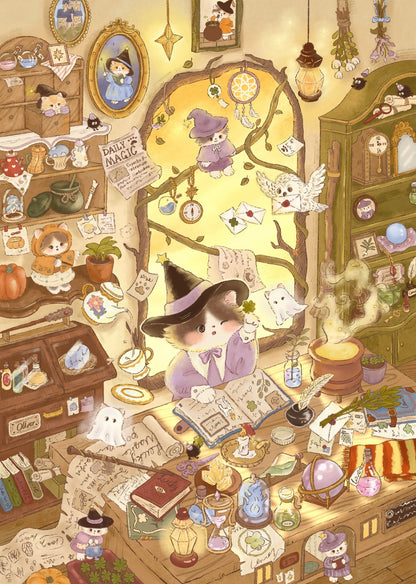 DIY miniature Scene Sticker Napuu Vol. 2 Meow Meow Witch Woof Woof House Milk Foam Paradise Milk Foam Apartment - L 3