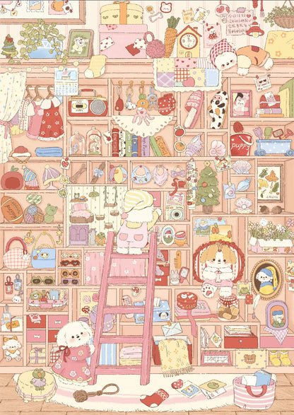 DIY miniature Scene Sticker Napuu Vol. 2 Meow Meow Witch Woof Woof House Milk Foam Paradise Milk Foam Apartment - L 5