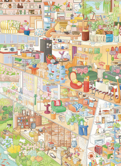 DIY miniature Scene Sticker Napuu Vol. 2 Meow Meow Witch Woof Woof House Milk Foam Paradise Milk Foam Apartment - L 9