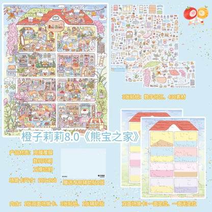 DIY miniature Scene Sticker Orange Lily Vol. 8 Meow Meow Plaza Happiness Park Stay-at-Home Moments Bear Cub's Home - L 5
