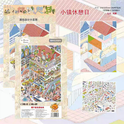 DIY miniature Scene Sticker Orange Star Vol. 1 Town Rest Day Busy Repairing - XL 4