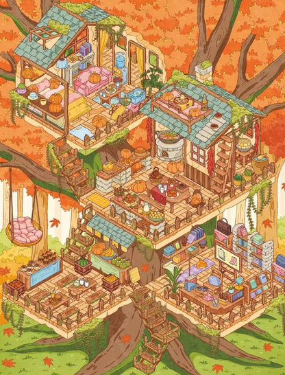 Vol. 1 Ideal Dwelling Series Autumn Light Through the Cracks Cat Village Apartment One Person, One Cat American Country Cottage - L