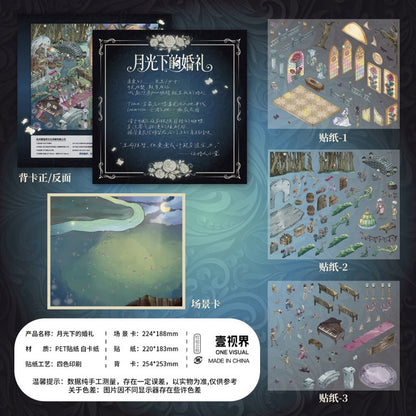 DIY mininature Scene Sticker ONE VISUAL Vol. 9 Wedding Under the Moonlight Adventurer’s Party - L 2