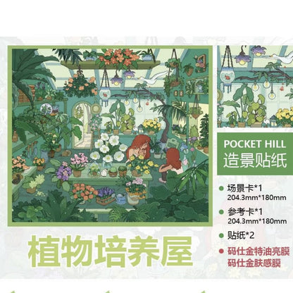 DIY mininature Scene Sticker PocketHill Vol. 17 Four Seasons Series Magic Potion Shop Plant Cultivation House Autumn Shop Winter Cozy House - M 2