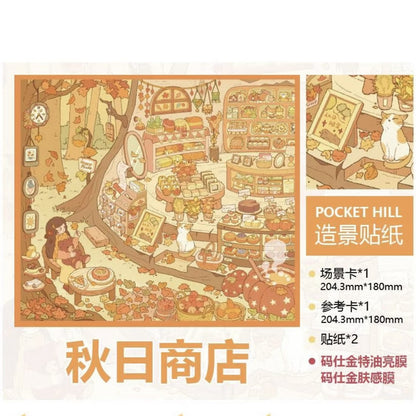 DIY mininature Scene Sticker PocketHill Vol. 17 Four Seasons Series Magic Potion Shop Plant Cultivation House Autumn Shop Winter Cozy House - M 3
