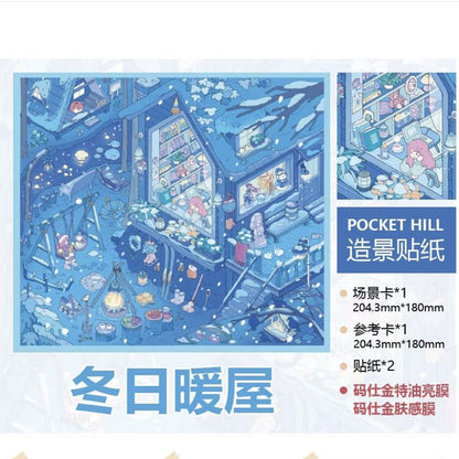 DIY mininature Scene Sticker PocketHill Vol. 17 Four Seasons Series Magic Potion Shop Plant Cultivation House Autumn Shop Winter Cozy House - M 4