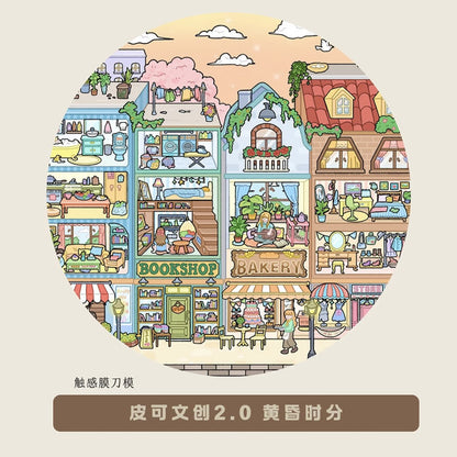 DIY mininature Scene Sticker PICO Vol. 2 Winter Street Dusk Time - L 3