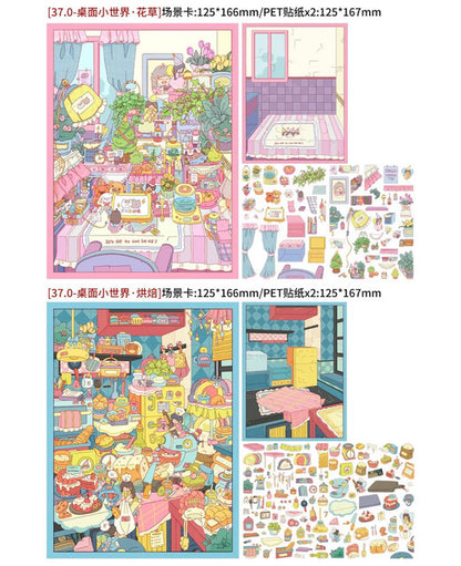 DIY mininature Scene Sticker Paper Space Vol. 37 Desktop Mini World Baking Flowers & Plants Toys Tailoring - M 1