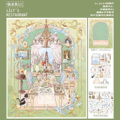 DIY miniature Scene Sticker Paper Space Vol. 41 LILY's Restaurant LILY's Specimen Room LILY's Wardrobe LILY's Greenhouse - M 1