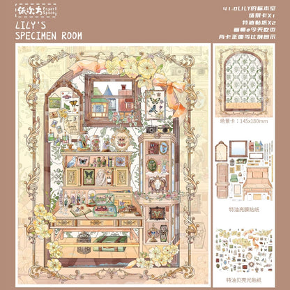 DIY miniature Scene Sticker Paper Space Vol. 41 LILY's Restaurant LILY's Specimen Room LILY's Wardrobe LILY's Greenhouse - M 2