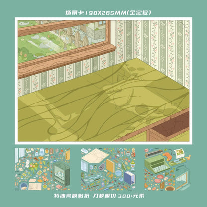 DIY miniature Scene Sticker Paper Space Paper Space Vol. 49 Green Shade Wonderland Childlike Grocery Store - L 3