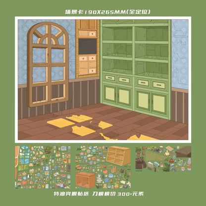 DIY miniature Scene Sticker Paper Space Paper Space Vol. 49 Green Shade Wonderland Childlike Grocery Store - L 5