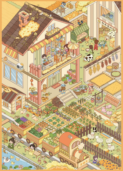 DIY miniature Scene Sticker QIHENG Vol. 4 Green Manor Golden Ear Manor Cloudy Garden - L 5