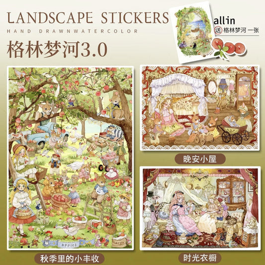 DIY mininature Scene Sticker RouTuanXiaoGou Green Dream River Vol. 3 Little Autumn Harvest Time Wardrobe - M 1