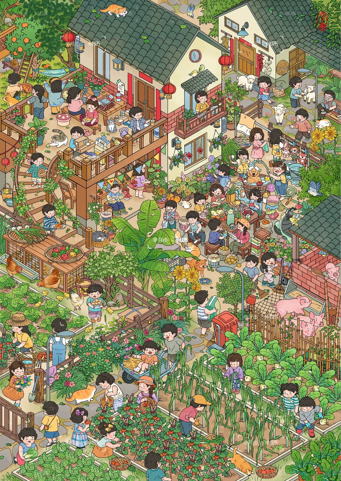 DIY miniature Scene Sticker Shui Bu Zhao Shui Bu Zhao Vol. 7 Farm Life - Spring Farm Life - Summer Farm Life - Autumn Farm Life - Winter - L 1