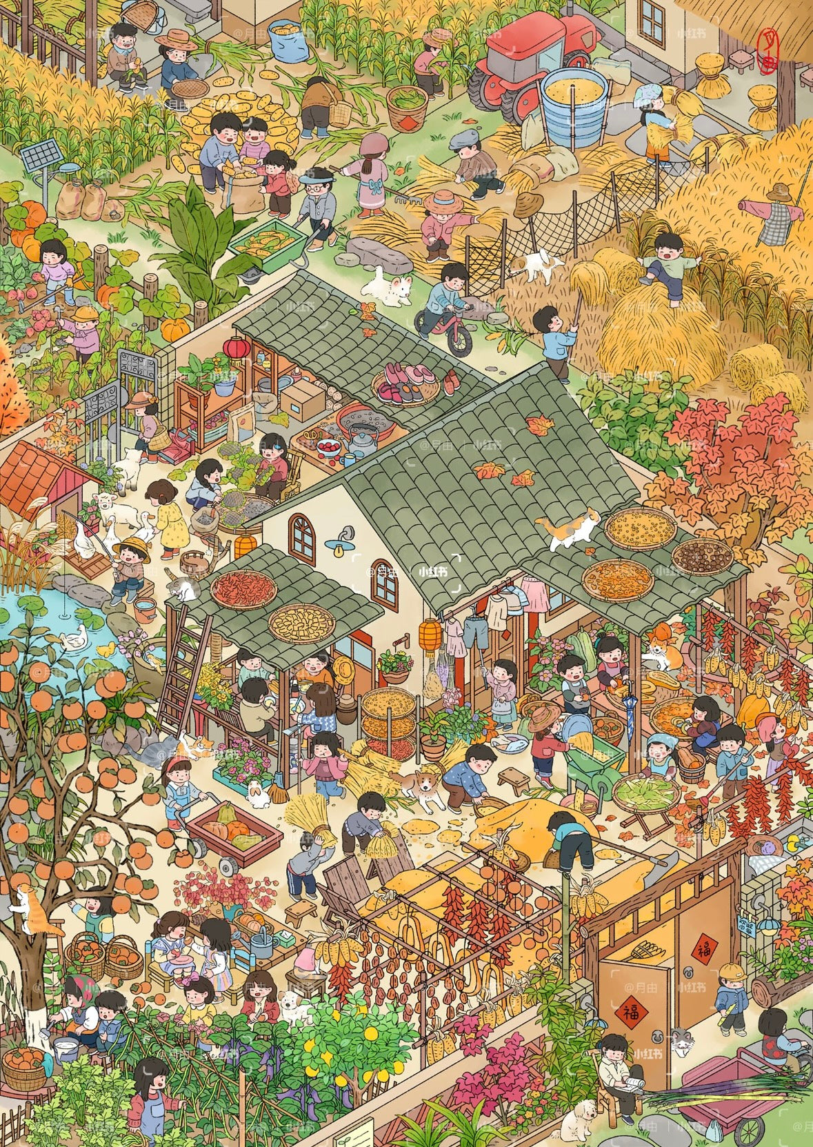 DIY miniature Scene Sticker Shui Bu Zhao Shui Bu Zhao Vol. 7 Farm Life - Spring Farm Life - Summer Farm Life - Autumn Farm Life - Winter - L 3