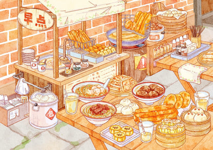 DIY miniature Scene Sticker Shui Bu Zhao Shui Bu Zhao Vol. 2 BBQ Restaurant + Night Market Food Stall + Breakfast Shop + Dessert Shop - M 6