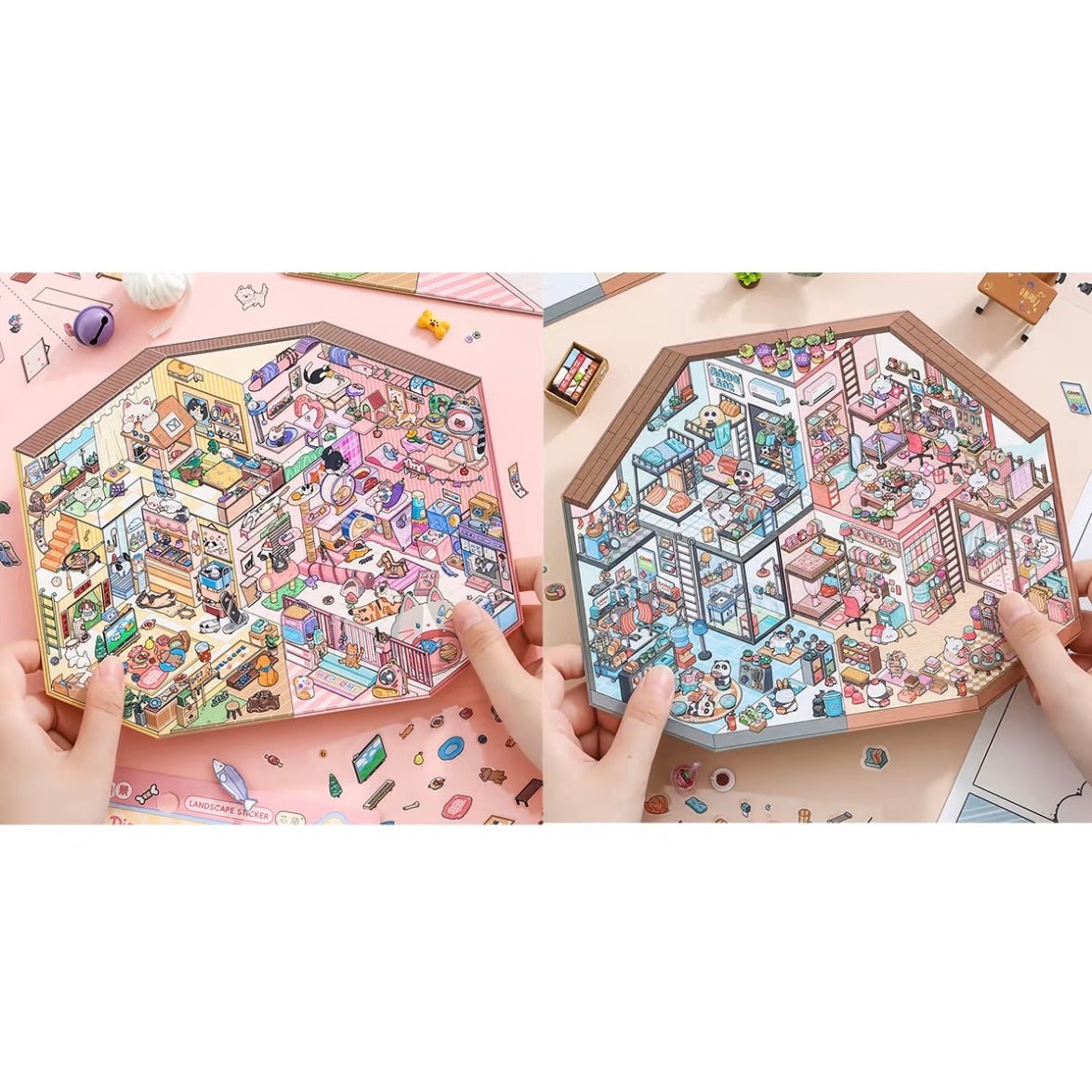 DIY miniature Scene Sticker SIMNO Dormitory Theme Cat & Dog Diary Student Dormitory - L 1