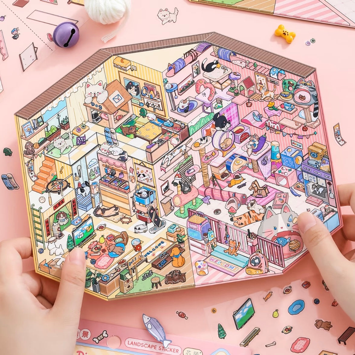 DIY miniature Scene Sticker SIMNO Dormitory Theme Cat & Dog Diary Student Dormitory - L 3